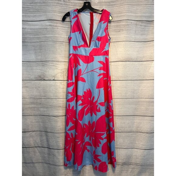 Floral Sleeveless Maxi Dress Tropical Print Size L - Picture 1 of 3